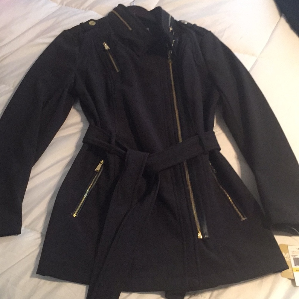 Michael Kors Black Water Resist Coat - Size M NWT